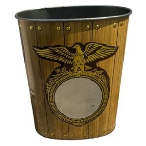 🦅 Vintage JL Clark Weibro Metal Wastebasket Eagle Emblem 70s Americana